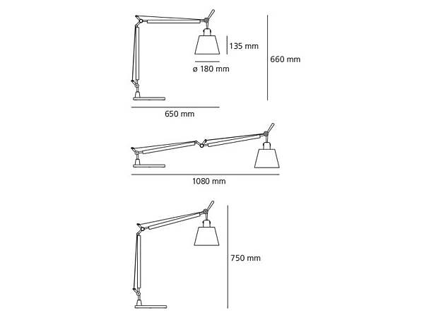 LED Table Lamp with Swing Arm Artemide Tolomeo Basculante 0947010A, 0947020A factory Artemide from Italy. Foto №2