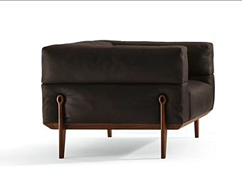 Leather armchair with armrests GIORGETTI AGO 66800