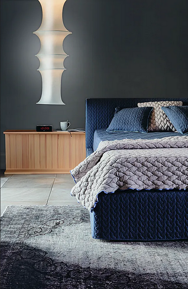 Bed with fabric or leather upholstered headboard VIBIEFFE Tangram 5400 factory VIBIEFFE from Italy. Foto №3