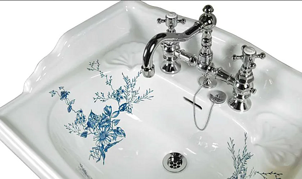 Pedestal washbasin porcelain Victorian blue Gentry Home factory Gentry Home from Italy. Foto №2