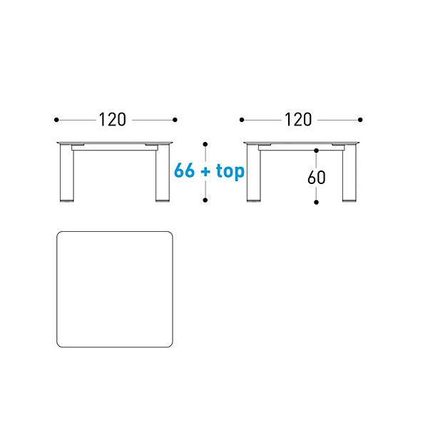 Square Garden Table Plinto Low Aluminium and Wood VARASCHIN 24680L, 24682 factory VARASCHIN from Italy. Foto №5