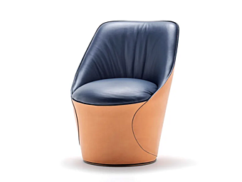 Swivel Easy Chair in Tanned Leather FASEM Electa ELECTA LOUNGE