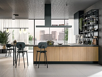 Fitted kitchen Clover 04 LUBE CUCINE wood with modern design factory LUBE CUCINE from Italy