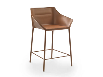Stool with footrest high tanned leather FLEXFORM Haiku 2A551 factory FLEXFORM from Italy