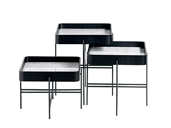 Square metal coffee table with marble top and tray Potocco 872 TQ 872/TQ