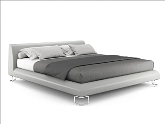 Upholstered leather double bed with soft back i 4 Mariani Add Look