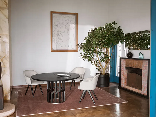 Extending round wooden table Potocco Intreccio 950 TC1 950/TC1 factory POTOCCO from Italy. Foto №2