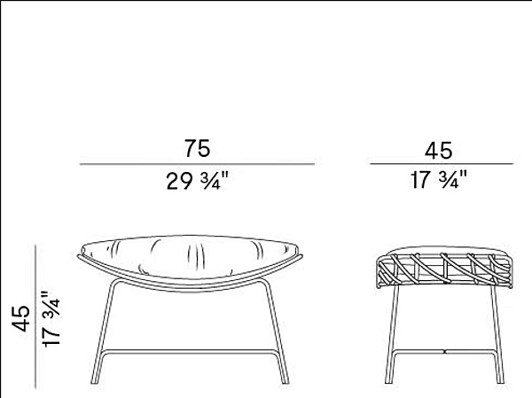 Rectangular Garden Footstool Woven Fabric Potocco Cut 910 PPR 910/PPR factory POTOCCO from Italy. Foto №5
