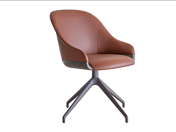 Swivel leather chair with armrests Potocco LYZ 918 G 918/G factory POTOCCO from Italy. Foto №1