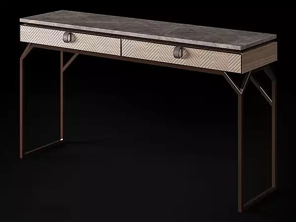 Rectangular marble and metal console table with drawers CPRN HOMOOD Dragonfly D628 factory CPRN HOMOOD from Italy. Foto №3