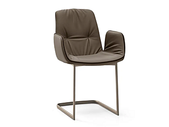 Cantilever leather armchair with upholstered back Eforma Lisa factory Eforma from Italy
