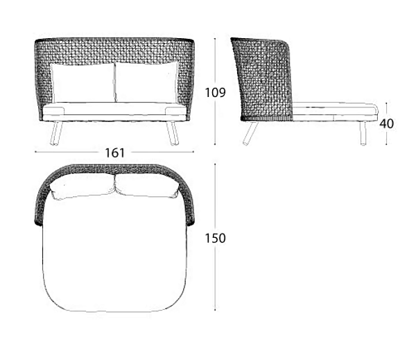 Fabric garden bed with high backrest EMMA COMPACT VARASCHIN 23632, 23633 factory VARASCHIN from Italy. Foto №9