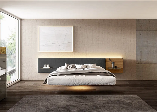 Double bed with integrated nightstands LAGO Fluttua 1611 factory LAGO from Italy. Foto №2