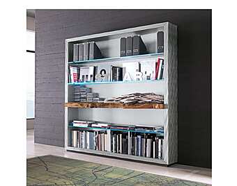 Wooden bookcase with built-in lights Bizzotto Italia Maori factory Bizzotto Italia from Italy