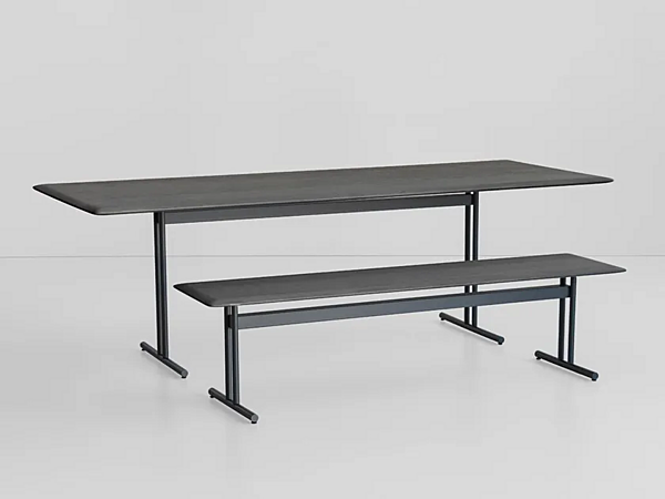 Rectangular ash and metal table Potocco Graphic 955 TR 955/TR factory POTOCCO from Italy. Foto №2