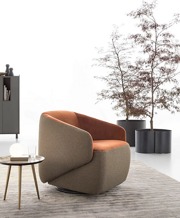 Swivel fabric easy chair with armrests AERRE ITALIA GEA factory AERRE ITALIA from Italy. Foto №4