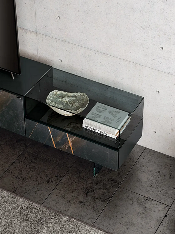 Glass TV cabinet 36E8 LAGO collection 1408 factory LAGO from Italy. Foto №3