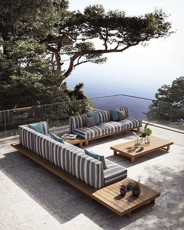 3-seater garden sofa with fabric upholstery and teak frame Atmosphera 9 Zero 9.0.M3.MC factory ATMOSPHERA from Italy. Foto №7