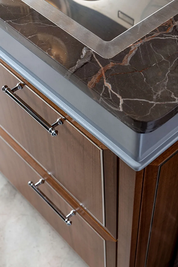 Custom Eucalyptus Kitchen with Handles and Peninsula Martini Interiors Essenza Numero5 factory MARTINI INTERIORS from Italy. Foto №10