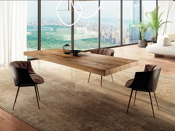 Rectangular wood and glass table LAGO Air 2170W 2170W factory LAGO from Italy. Foto №1