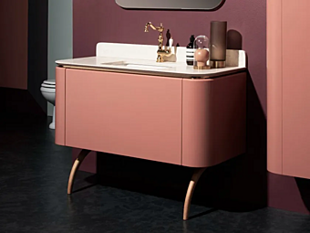 Floor standing wooden vanity unit with doors Gaia Mobili Demode factory GAIA from Italy