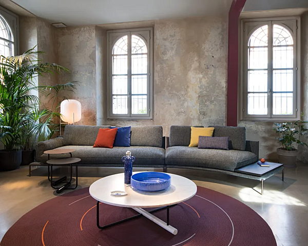 Curved fabric sectional sofa Noah ZANOTTA factory ZANOTTA from Italy. Foto №4