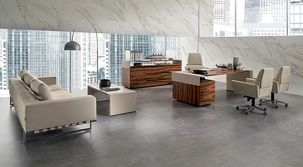 Rectangular wooden office desk with drawers crossing i 4 Mariani factory i 4 Mariani from Italy. Foto №4