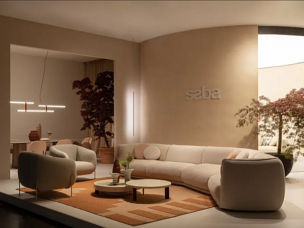 Sectional fabric sofa Vela Piping Saba factory SABA from Italy. Foto №7