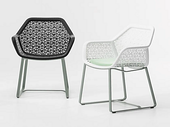 Garden chair with sled base made of synthetic fibre KETTAL MAIA