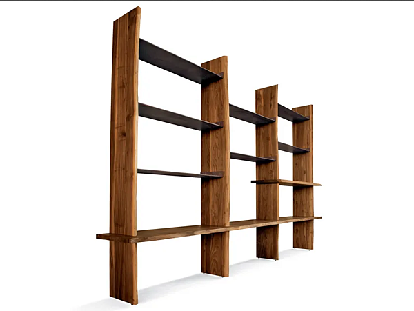 Open walnut bookcase Capanna S 150 DALE factory DALE from Italy. Foto №1