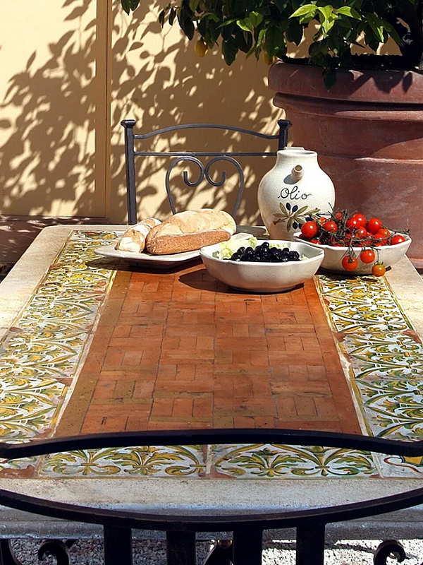 Travertine garden table Sorrento L_Antica Deruta SR/01 factory L'Antica Deruta from Italy. Foto №2