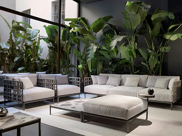 4-seater garden sofa in fabric and painted metal GIORGETTI Aldia 91030 factory GIORGETTI from Italy. Foto №5