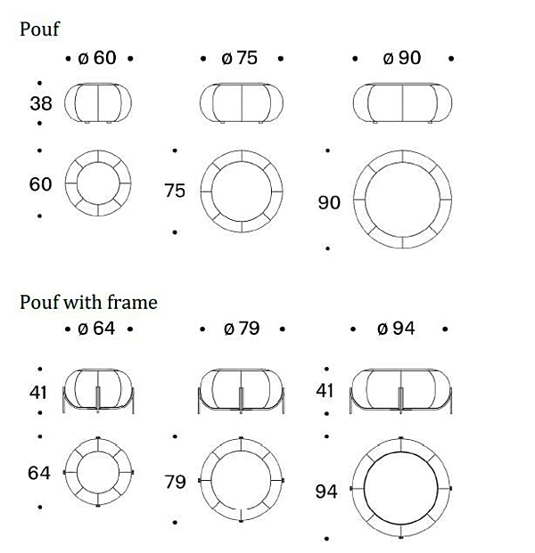 Round fabric pouf with removable lining Saba Geo factory SABA from Italy. Foto №6