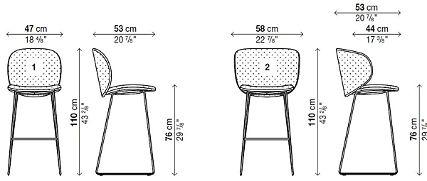 High fabric stool with back Kristalia Dua factory Kristalia from Italy. Foto №4