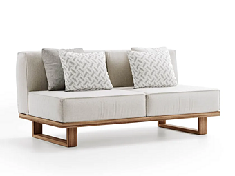 2-Seater Garden Sofa in Fabric and Teak Atmosphera 9 Zero 9.0.M1.MC