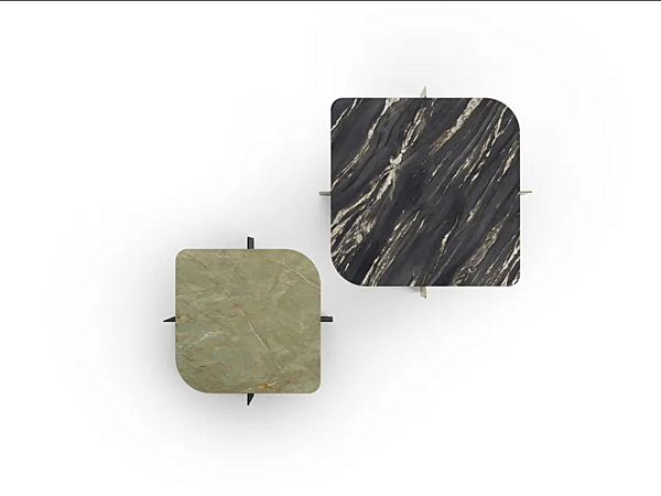 Square porcelain stoneware coffee table with metal base INNOVA Imbottiti GIO factory Innova Imbottiti from Italy. Foto №2