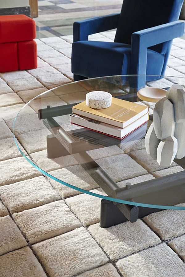 Low Round Coffee Table Wood and Glass CASSINA Sengu factory CASSINA from Italy. Foto №5
