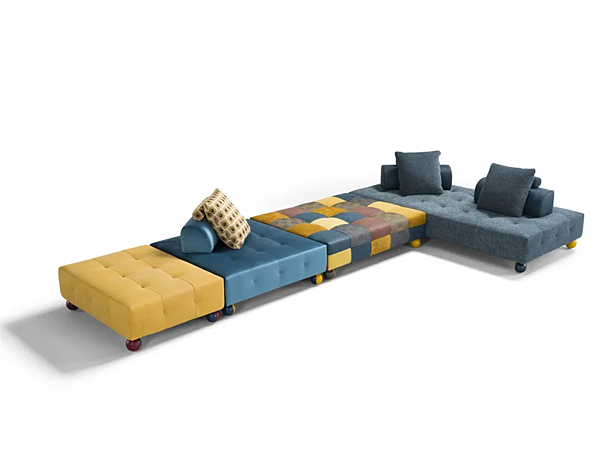 Sectional leather and fabric sofa Egoitaliano L Ego factory Egoitaliano from Italy. Foto №1