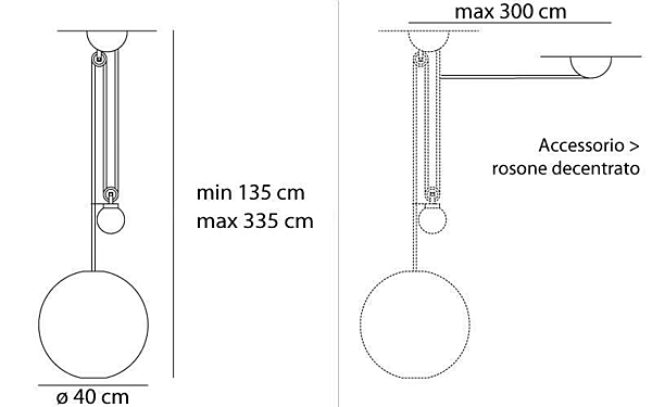 Halogen metal pendant lamp Aggregato Saliscendi Sfera Artemide A033100, A089412 factory Artemide from Italy. Foto №7