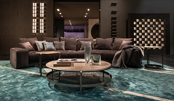 Sectional curved fabric sofa GIORGETTI Skyline factory GIORGETTI from Italy. Foto №2