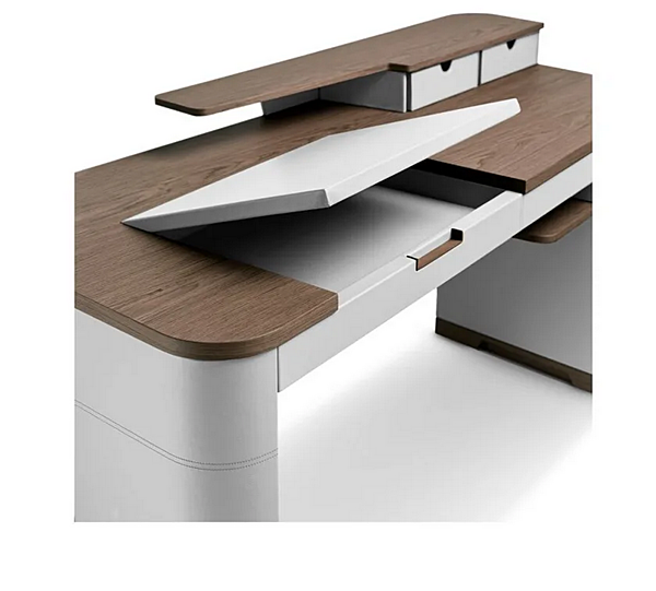 Wood and leather secretary desk with drawers i 4 Mariani Artur factory i 4 Mariani from Italy. Foto №3