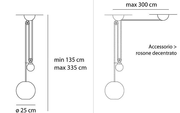 Halogen metal pendant lamp Aggregato Saliscendi Sfera Artemide A033100, A089412 factory Artemide from Italy. Foto №6