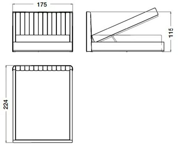 Double bed with upholstered headboard in Starlight fabric CPRN HOMOOD ST700, ST701, ST702 factory CPRN HOMOOD from Italy. Foto №3