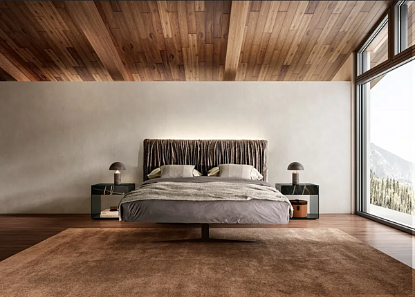 Double bed with upholstered headboard steel LAGO Replis factory LAGO from Italy. Foto №2