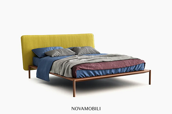 Double bed with upholstered headboard fabric NOVAMOBILI Rain factory NOVAMOBILI from Italy. Foto №4