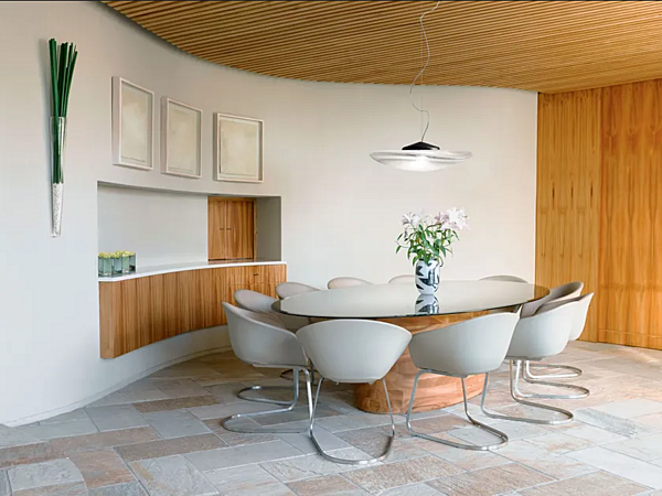 LED Blown Glass Pendant Lamp Fabbian Loop factory Fabbian from Italy. Foto №5