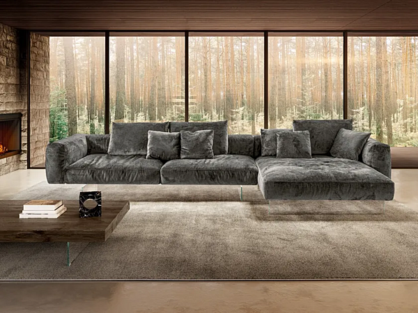 Sectional fabric sofa with soft back LAGO Air Soft 1902 factory LAGO from Italy. Foto №1
