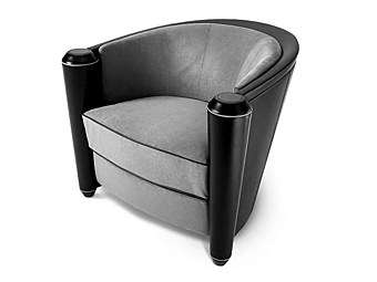 Armchair with armrests in leather and fabric Marnie i 4 Mariani