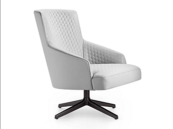 Swivel leather armchair with armrests and four spoke base I 4 Mariani Moore Relax
