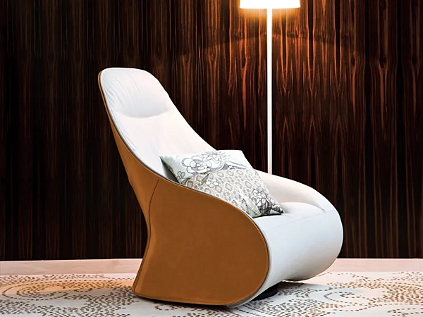 Swivel armchair with upholstered back ZANOTTA Derby factory ZANOTTA from Italy. Foto №4